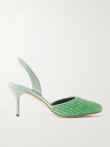 Casam 70 leather and raffia slingback pumps Casam 70 leather and raffia slingback pumps
