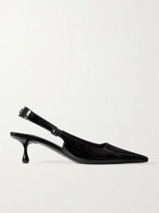 Amel 50 logo-embellished patent-leather slingback pumps Amel 50 logo-embellished patent-leather slingback pumps
