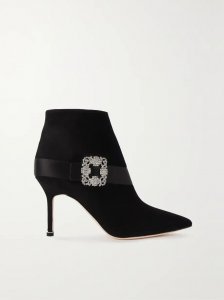 Plinianu 90 crystal-embellished satin-trimmed suede ankle boots Plinianu 90 crystal-embellished satin-trimmed suede ankle boots