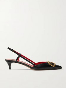 Valentino Garavani Go Logo 40 embellished leather slingback pumps Valentino Garavani Go Logo 40 embellished leather slingback pumps