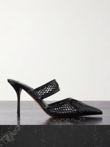 La Coeur 90 mesh and patent-leather mules La Coeur 90 mesh and patent-leather mules