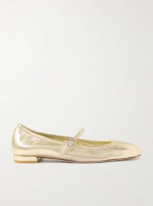 Claris crystal-embellished metallic leather Mary Jane ballet flats Claris crystal-embellished metallic leather Mary Jane ballet flats