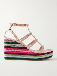 Rockstud Torchon 105 leather espadrille wedge sandals Rockstud Torchon 105 leather espadrille wedge sandals