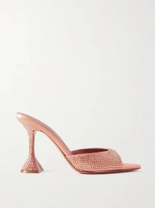 Caroline crystal-embellished satin mules Caroline crystal-embellished satin mules
