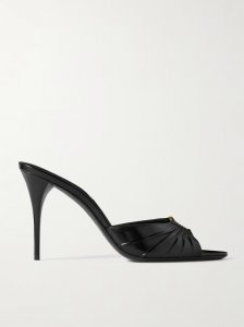 Babylone embellished gathered glossed-leather mules Babylone embellished gathered glossed-leather mules