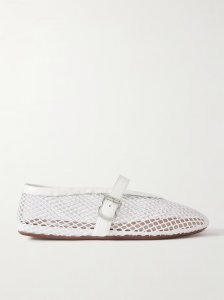 Patent leather-trimmed mesh ballet flats Patent leather-trimmed mesh ballet flats