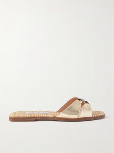 Villette metallic leather and raffia sandals Villette metallic leather and raffia sandals