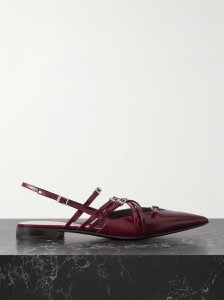 Seraphine buckled patent-leather slingback flats Seraphine buckled patent-leather slingback flats