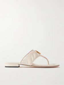Marmont logo-embellished matelassé leather sandals Marmont logo-embellished matelassé leather sandals