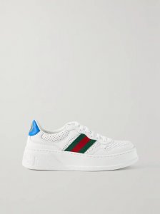 CHUNKY B webbing-trimmed perforated leather sneakers CHUNKY B webbing-trimmed perforated leather sneakers