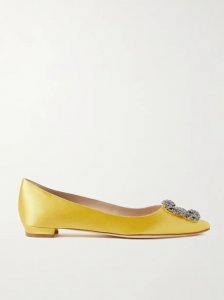 Hangisi embellished satin point-toe flats Hangisi embellished satin point-toe flats