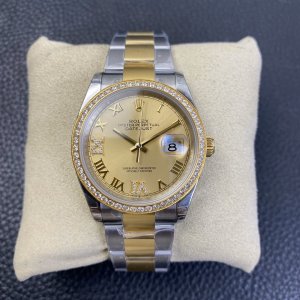 Rolex Datejust 36 Series, Top-of-the-Line Model with Gold Roman Numerals and Diamond Bezel Rolex Datejust 36 Series, Top-of-the-Line Model with Gold Roman Numerals and Diamond Bezel