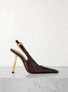 Lee embellished patent-leather slingback pumps Lee embellished patent-leather slingback pumps