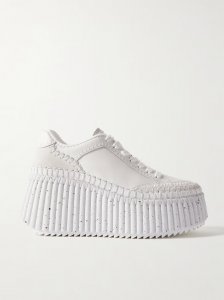 Nama suede-trimmed leather platform sneakers Nama suede-trimmed leather platform sneakers