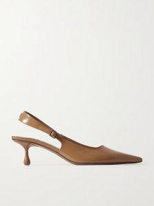 Amel 50 logo-embellished patent-leather slingback pumps Amel 50 logo-embellished patent-leather slingback pumps