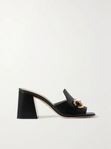 Horsebit-detailed leather mules Horsebit-detailed leather mules