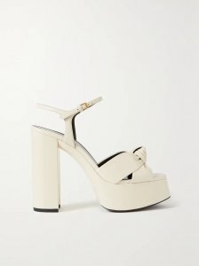 Bianca knotted leather platform sandals Bianca knotted leather platform sandals