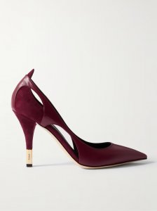 Saada cutout suede-trimmed leather pumps Saada cutout suede-trimmed leather pumps