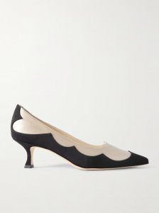 Fabraka 50 crepe-trimmed satin point-toe pumps Fabraka 50 crepe-trimmed satin point-toe pumps