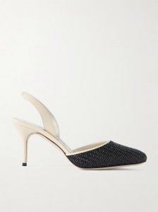 Casam 70 leather and raffia slingback pumps Casam 70 leather and raffia slingback pumps