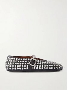 Crystal-embellished leather ballet flats Crystal-embellished leather ballet flats