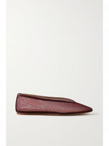 Luna leather-trimmed mesh ballet flats Luna leather-trimmed mesh ballet flats