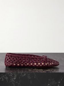 Regency bow-embellished woven leather ballet flats Regency bow-embellished woven leather ballet flats
