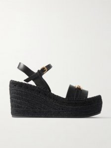 Embellished leather espadrille wedge sandals Embellished leather espadrille wedge sandals