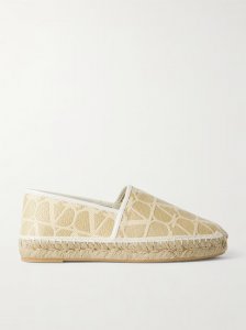 Leather-trimmed jacquard-woven raffia espadrilles Leather-trimmed jacquard-woven raffia espadrilles