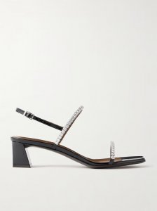 Mya crystal-embellished patent-leather sandals Mya crystal-embellished patent-leather sandals
