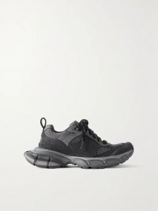 3XL mesh-trimmed faux suede sneakers 3XL mesh-trimmed faux suede sneakers