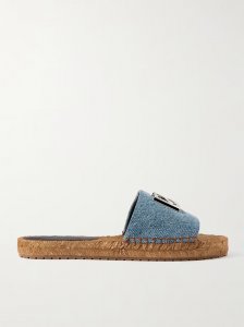 Embellished denim espadrille slides Embellished denim espadrille slides
