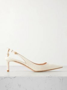 Angelina logo-embellished croc-effect leather slingback pumps Angelina logo-embellished croc-effect leather slingback pumps