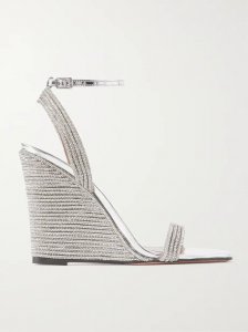 Wow 95 crystal-embellished metallic leather wedge sandals Wow 95 crystal-embellished metallic leather wedge sandals