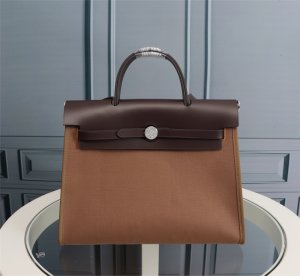 HERMES HANDBAG CANVAS brown HERMES HANDBAG CANVAS brown