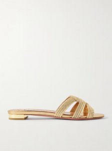 Felix cutout metallic leather slides Felix cutout metallic leather slides