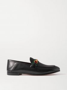 Brixton horsebit-detailed webbing-trimmed leather collapsible-heel loafers Brixton horsebit-detailed webbing-trimmed leather collapsible-heel loafers