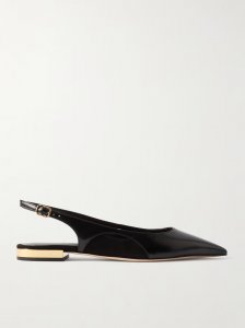 Saada suede-trimmed leather slingback ballet flats Saada suede-trimmed leather slingback ballet flats