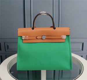 HERMES HANDBAG CANVAS green HERMES HANDBAG CANVAS green