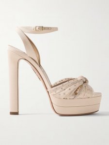Slow Kisses 130 crystal-embellished chiffon-trimmed grosgrain platform sandals Slow Kisses 130 crystal-embellished chiffon-trimmed grosgrain platform sandals