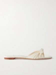 Lolloflat bow-embellished gathered leather sandals Lolloflat bow-embellished gathered leather sandals