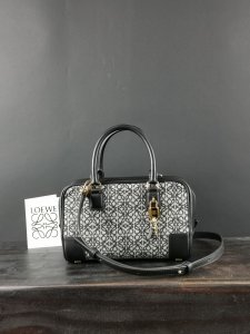 LOEWE HANDBAG Embroidered Black with White Pattern LOEWE HANDBAG Embroidered Black with White Pattern