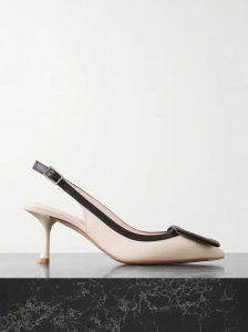Viv In The City two-tone leather point-toe slingback pumps Viv In The City two-tone leather point-toe slingback pumps