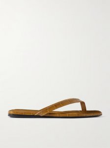 Croc-effect leather flip flops Croc-effect leather flip flops