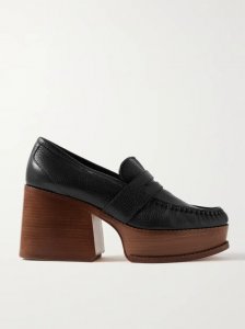 Augusta textured-leather platform loafers Augusta textured-leather platform loafers