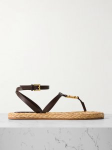 4G Liquid embellished raffia and leather sandals 4G Liquid embellished raffia and leather sandals