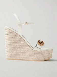Aitana logo-embellished leather wedge espadrille sandals Aitana logo-embellished leather wedge espadrille sandals