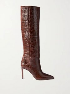 Stiletto croc-effect leather knee boots Stiletto croc-effect leather knee boots
