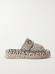 Mila embroidered leather-trimmed raffia espadrilles Mila embroidered leather-trimmed raffia espadrilles