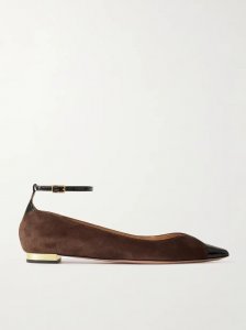 Pinot two-tone patent leather-trimmed suede ballet flats Pinot two-tone patent leather-trimmed suede ballet flats